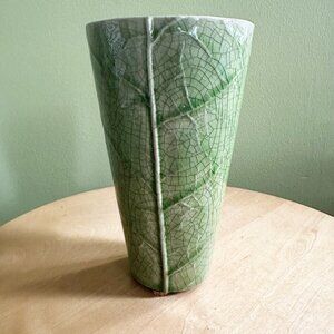 Vintage Gramercy Park Flower Shop Crackle finish with veins green vase